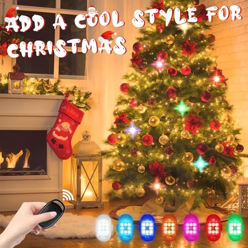 SEISSO 4-Pack Wireless Remote Control Anti-Collision LED Strobe Lights Kit - USB Charging Emergency Drone Warning Hazard Flash for Vehicles, Cars, Trucks - 7 Colors Changing