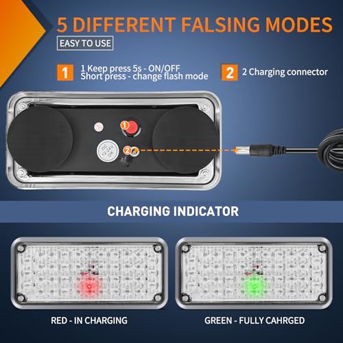 Nilight 2PCS 42LED Amber White Magnetic Strobe Lights Surface Mount - color: 42LED Amber White