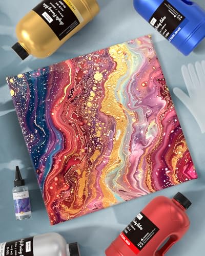 Nicpro 8 Colors 33.8 oz Large Bulk Metallic Acrylic Pouring Paint Kit - color: Metallic Color