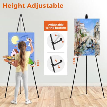 ARTASY 63" Easel Stand for Wedding Signs, Black, 1 Pack with Carry Bag - color: Black