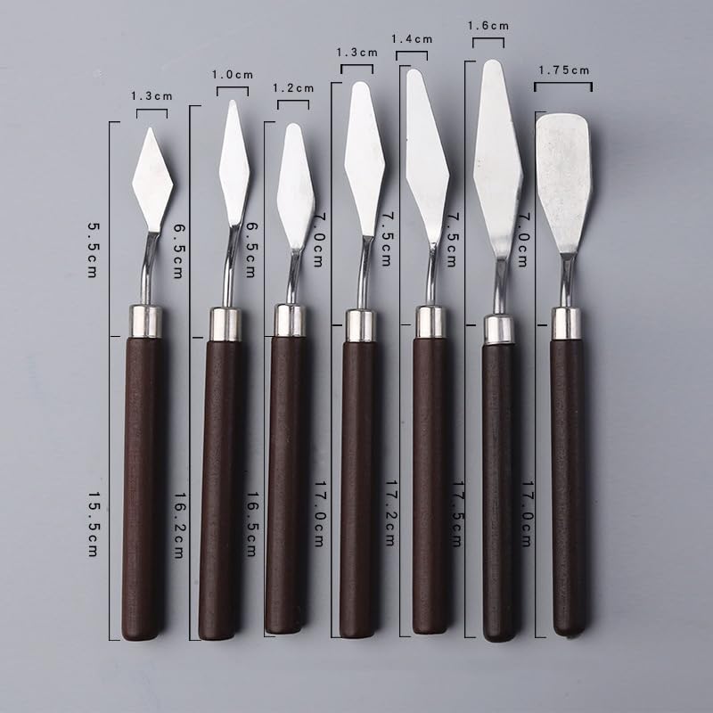 7 PCS Palette Knife Set, Flexible Steel Spatulas for Acrylic & Oil - color: Red