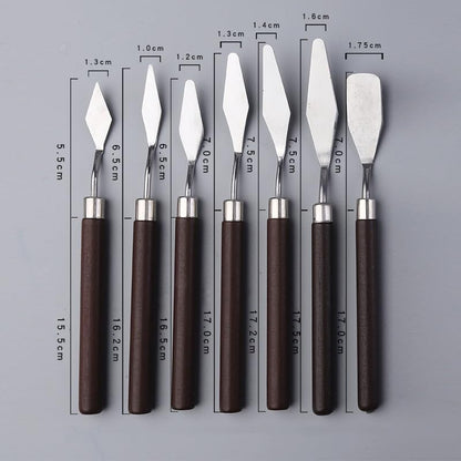 7 PCS Palette Knife Set, Flexible Steel Spatulas for Acrylic & Oil - color: Red