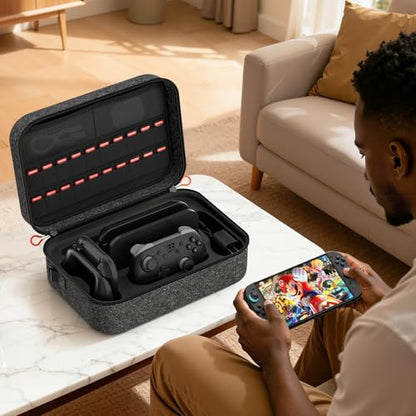 COOWPS for Nintendo Switch 2 Case, 4Pcs Thumb Grips, Protection Travel Case - color: Dark Grey