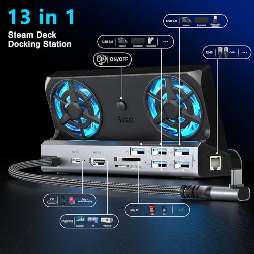 YCE 13-in-1 Steam Deck Dock for Switch/ROG Ally/Legion Go - color: 13-in-1 Dual Cooling Fan