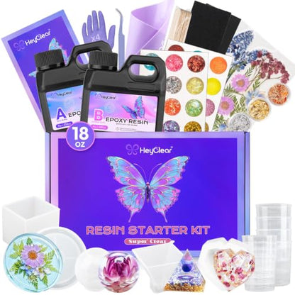 HeyClear 18oz Epoxy Resin Kit Molds Complete Set for Beginners DIY Crafts - size: 18 oz Starter Kit