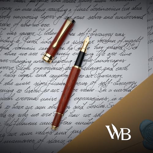 Wordsworth & Black Luxury Bamboo Rose Calligraphy Pen Set, 6 Nibs - color: Rosewood