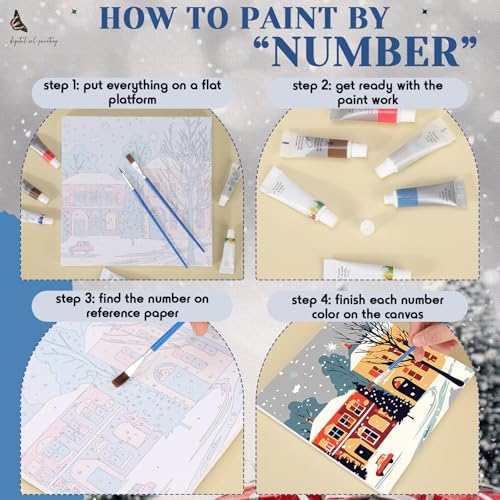 Nezyo 12 Sets Paint by Numbers Kit with Frame for Adult, 8 X 8 Inch - style: Winter