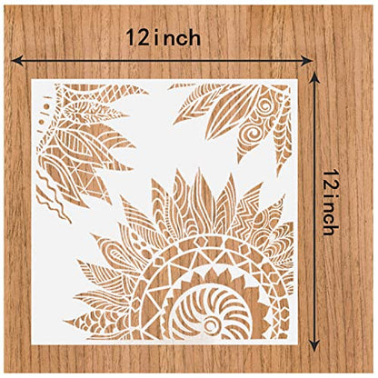 9 Pcs Mandala Stencils, 12x12 Inch Reusable Painting Template for DIY Craft - style: Large Mandala Stencils
