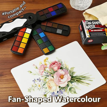 kander 30 Color Watercolor Paint Set with Detail Paint Brushes
