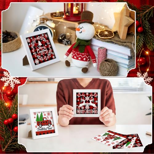 Geyoga 4pcs Christmas Diamond Painting Kits with Frame for Beginner 7x7inch - style: Christmas Plaid