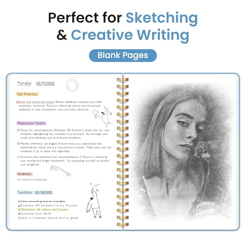 Taja Blank Spiral Notebook for Work, 5.7"x7.9" Spiral Plain Sketch Notebook - color: D-Blue, style: d-Blank