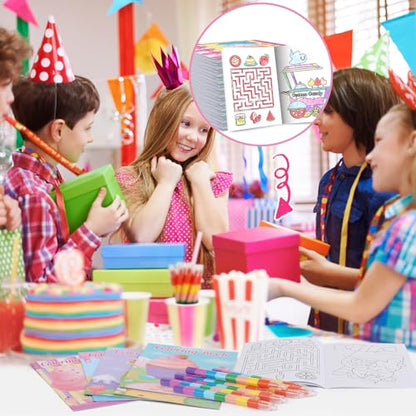 BenLouis 24 Sweet Mini Coloring Books with 24 Crayons for Kids Bulk - style: Candyland