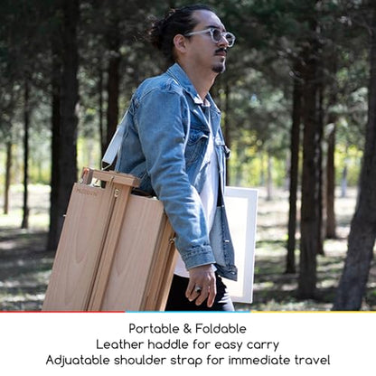 MEEDEN Portable French Sketchbox Art Easel: Foldable Standing Field Easel - color: Natrual