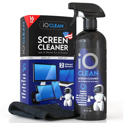 iO CLEAN 16oz Screen Cleaner Spray – Best Large Cleaning Kit - size: 16.9 Fl Oz (Pack of 1)