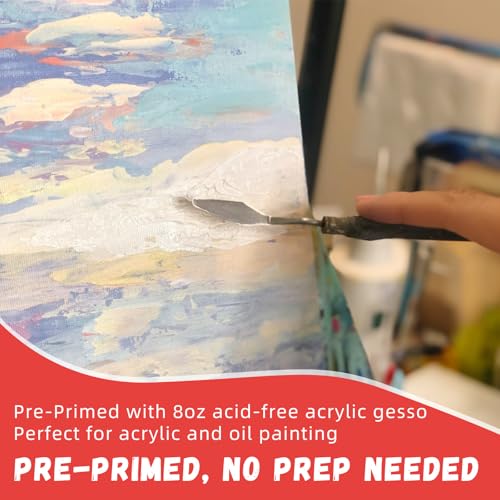 Simetufy 9x12 inch 60 Pack Painting Canvas Boards- Gesso Primed - size: 9"x12"- 60 pack