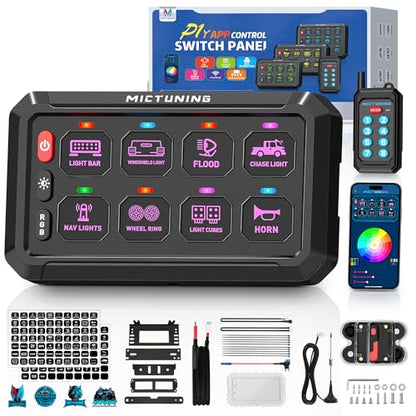 MICTUNING P1Y+ 8 Gang Switch Panel with APP & Remote Control 230FT - color: With APP& Remote), size: 8 Gang