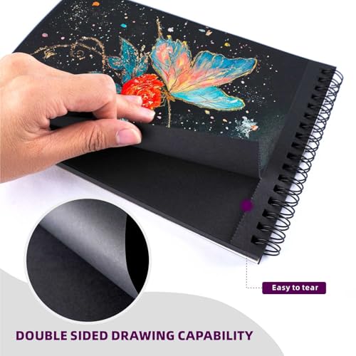 Xmusk Hardcover Black Sketch Book for Artists, Students & Adults, 6"×9"