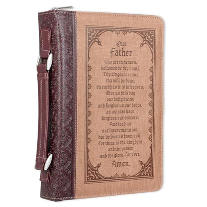 Christian Art Gifts Faux Leather Bible Cover: The Lord’s Prayer, Brown/Tan