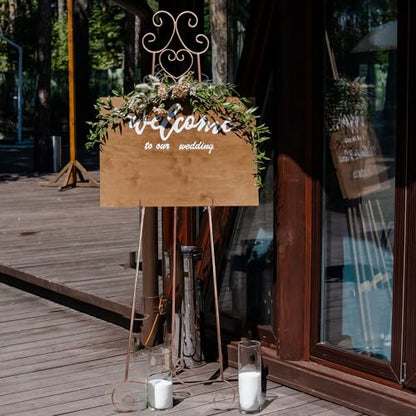 GlikCeil 57" Bronze Metal Scroll Easel Stand for Wedding Sign Display - color: Bronze