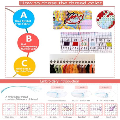 Zhenqing Cute Dragon on Books Stamped Cross Stitch Kit for Beginners, 11CT Printed 24 x 24 cm Fantasy Book Dragon Pattern with Hoop, Threads, Needles and English Instructions, DIY Embroidery Set - color: Bookish Little Dragon