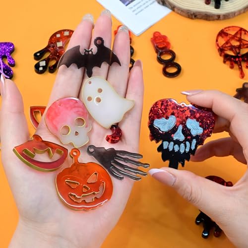 Resin Earring Mold with Hole, 3Pack Halloween Earring Casting Molds - color: 3 PCS Halloween Resin Molds with Holes