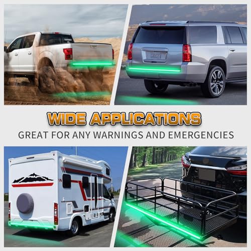 XRIDONSEN 48 inch 288 LED Tailgate Strobe Lights Green Emergency Lights - color: Green