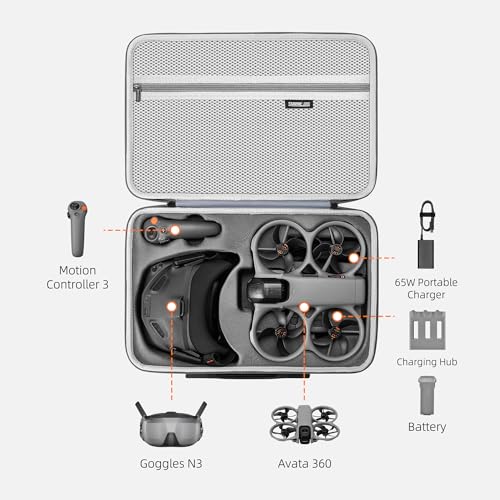 Coyktonty Carrying Case for DJI Avata 360 Accessories, Portable PU Carry bag for DJI Avata 360 Motion Fly More for RC Motion 3,Goggles N3,Charging Hub