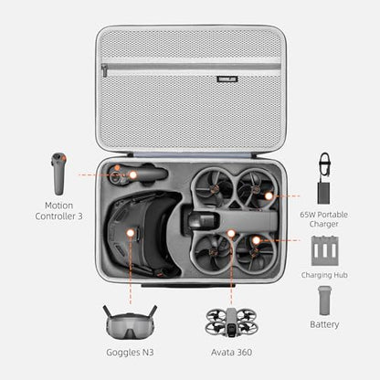 Coyktonty Carrying Case for DJI Avata 360 Accessories, Portable PU Carry bag for DJI Avata 360 Motion Fly More for RC Motion 3,Goggles N3,Charging Hub