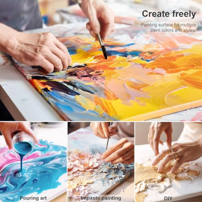 PHOENIX Stretched Canvas for Painting 8x8 Inch/7 Value Pack, 8 Oz Triple Primed 5/8 Inch Profile 100% Cotton White Blank Canvas, Square Framed Canvas for Oil Acrylic & Pouring Art - size: 8"x8", style: Studio Set (8 Oz.)