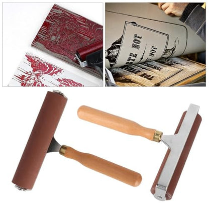 Anu Limen Soft Rubber Brayer High-Elasticity Roller for Printmaking, Scrapbooking & Art Crafts, Even Ink Application, Non-Slip Handle(15cm) - size: 15cm