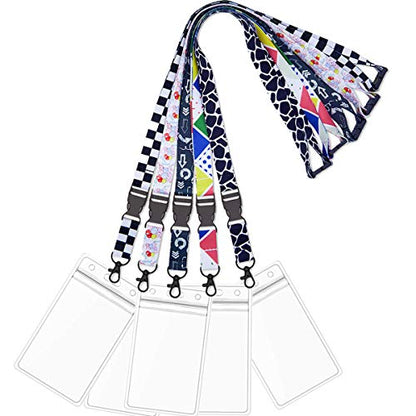 5 Pack Adjustable Lanyards Quick Release with ID Badge Holder Vertical - color: 5 Pack Lanyard With Badge Holder