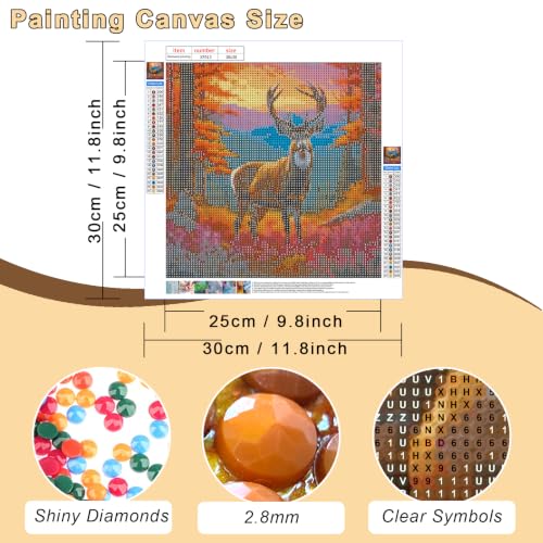 FHBUBPUP Deer Diamond Art Kits for Adults, Autumn Diamond Painting Kits