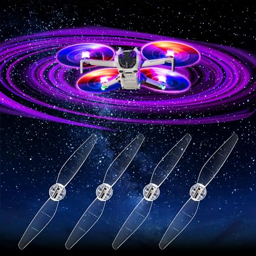 Mini 4/3 Propellers LED Lights Replacement Prop Blades Low Noise Accessories for DJI Mini 3/4 Fly More Combo Plus Drone (2 Pairs)