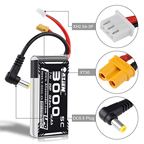 3000mAh 2S LiPo Fatshark FPV Goggles Battery 7.4V with XT30/DC5.5 Plug