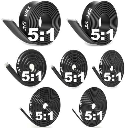 5:1 Heat Shrink Tubing Roll Kit, 5:1 Adhesive Lined, 7 Diameters, Total 54 Ft Marine Grade Dual Wall, Waterproof Electrical Wire Shrink Wrap Tubing – for Industrial & Automotive (Black) - color: BLACK