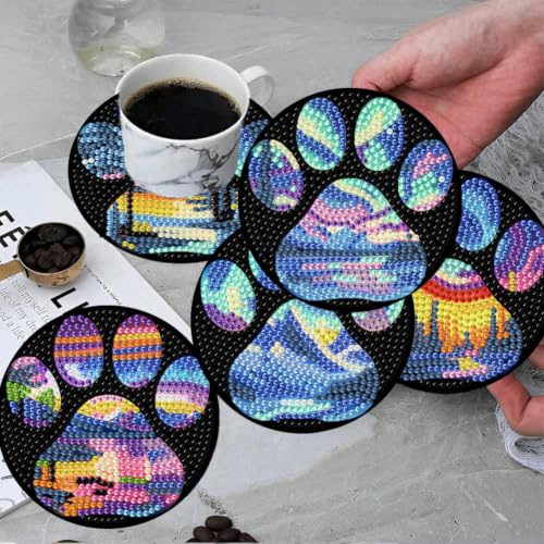 ijbnhd 8 Pcs Aurora Diamond Art Coasters Kits with Holder 4X4 Inch - color: Aurora-1