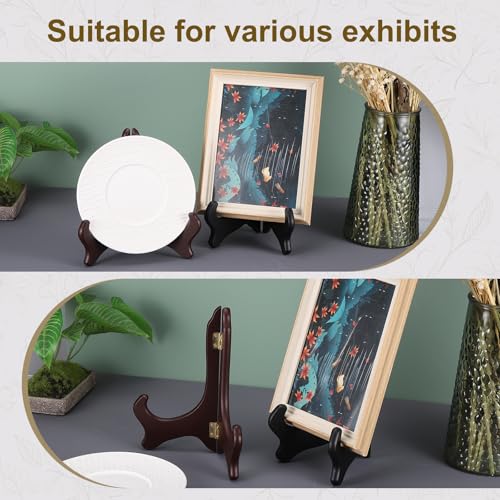 MECCANIXITY 2Pcs Wooden Easel Plate Holder, 12" Small Wood Easels Folding - color: Black, size: 12"