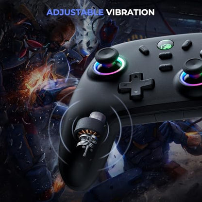 ECHTPower Wireless PC Gaming Controller - Hall Effect Joystick, 2.4G & Wired 1000Hz Polling Rate, 800mAh Battery, Adjustable Turbo/Vibration - for PC/Switch/iOS/Android - color: Black