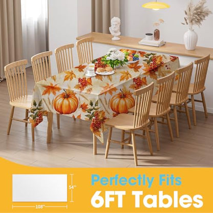 Niuara Fall Pumpkin Plastic Table Cloth Disposable, 4 Pack, 54 x 108 in - color: Fall Pumpkin, size: 54" x 108" - 4 Packs