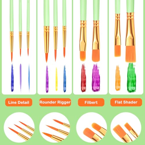 ESRICH 200PCS Paint Brushes, Paint Brush for Acrylic Painting - color: Green, size: 200