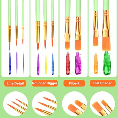 ESRICH 100PCS Paint Brushes, Paint Brush for Acrylic Painting - color: Green, size: 100
