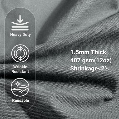12oz Heavy Duty Cotton Canvas Fabric, Thickend Cotton Duck Cloth, 3 Yard - color: Gray, size: 3 Yards Pre-cut