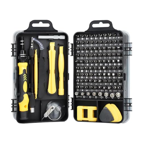 115 in 1 Precision Screwdriver Set, Mini Professional Magnetic Repair Tool Kit for Macbook, Phone, PC, Watch, Game Console & Electronic Repair, Ideal Gift for DIY Projects(Yellow)