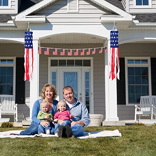 2 Pack American Flag Windsock 40 Inch with Embroidered Stars - color: Red-2pack, size: 40 Inch
