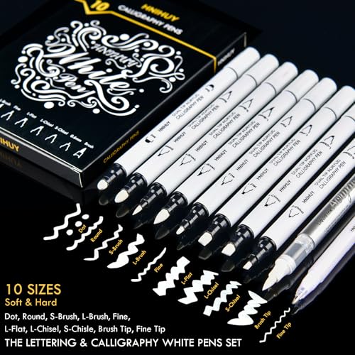 Dual Tip White Acrylic Calligraphy Pens, Hand Lettering Pen - color: White