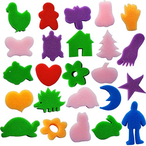 53 Pcs Paint Sponge Brush Sets, Kids Art Tool Kits, DIY Crafts Drawing Tools,Round Sponges,Color Randomly