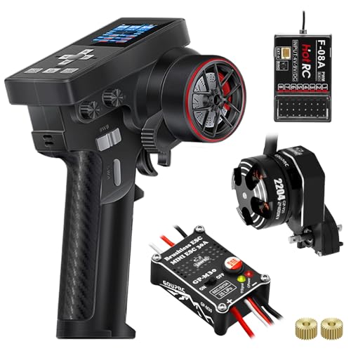 GOUPRC Racing RC Transmitter 8CH 2.4GHz & Receiver with 2204 2400KV Brushless Outrunner Transmission Motor & Uprade 30A Brushless Esc for SCX24 Axial RC Car Crawler Car - color: Upgrade Gen-3 Kit