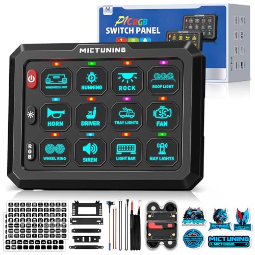 MICTUNING P1C+ RGB 12 Gang Switch Panel, IP67 Waterproof - color: Wired, size: 12 Gang