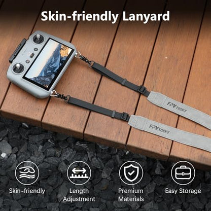 FPVtosky Lanyard for DJI RC 2 & RC & RC Pro 2, RC Neck Strap, Soft Leather Compatible with DJI Remote Controller Accessories - color: Grey