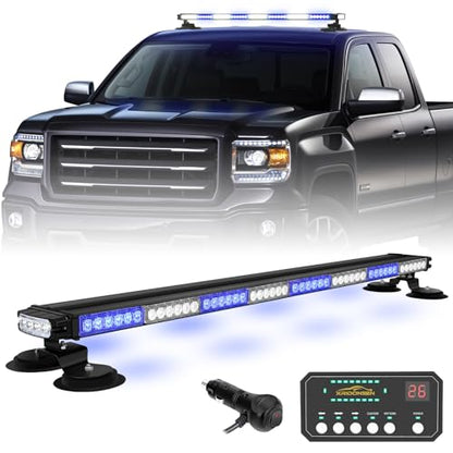 XRIDONSEN 37 Inch 104 LED Roof Strobe Lights Rooftop Magnetic light Bar - color: Blue/White